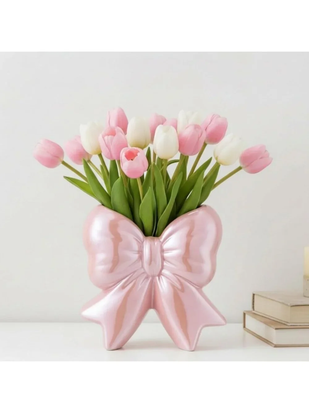 Iridescent Pink Ceramic Vase Makeup Brush Holder - Small, Classic Design